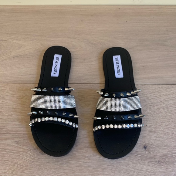 Steve Madden Rinestone & Studded Flats - Picture 1 of 3